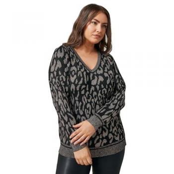 Evans Col en V Noir Pull Métallisé