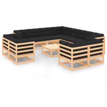 Kit Lounge Jardim Vida XL 12 peças, almofadões em Pinho Antracite