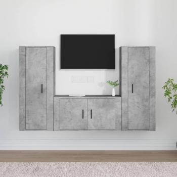 VidaXL 3 Piece Engineered Wood TV Cabinet Set in Concrete Grey