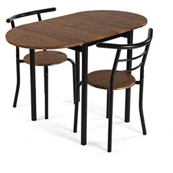 Conjunto de mesa y sillas Versa, 3 piezas, color negro, medidas 77 x 55 x 61 cm