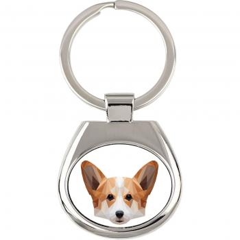 Pembroke Welsh Corgi White Geometric Keychain
