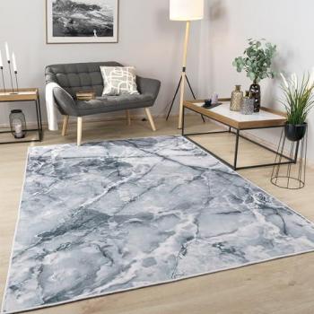 Alfombra Moderna de Pelo Corto con Diseño de Mármol, 200x280 cm, Color Gris