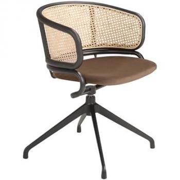 Angel Cerda Brown Swivel Dining Seat, Velvet & Rattan with Arms