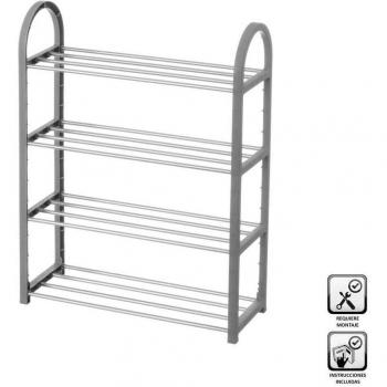 Scarpiera Slim 4 Ripiani Grigia 50x19x65