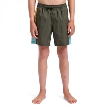 Quiksilver Kids 14” Pool Shorts – Green, Blue & Yellow Combo, Size 12
