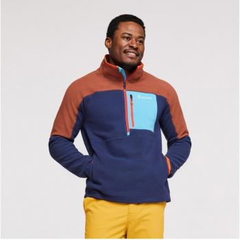 Cotopaxi Abrazo Half-Zip Fleece Jacket for Men, Blue, High Collar