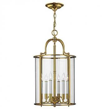 6 Light Pendant Ceiling Lamp Highly Polished Brass LED E14 60W