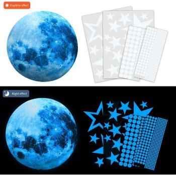 Stickers Lune Bleue & Étoiles Brillantes 30 cm