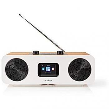 NEDIS Internetradio Tisch Ausführung Bluetooth® / Wi-Fi DAB+ / FM / Internet 2.4 Farbbildschirm 34 W ferngesteuert App gesteuert Wecker Holz/Weiß