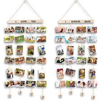 Set Cornice per Foto in Legno con Corde e Pioli Adesivi MOVEONSTEP