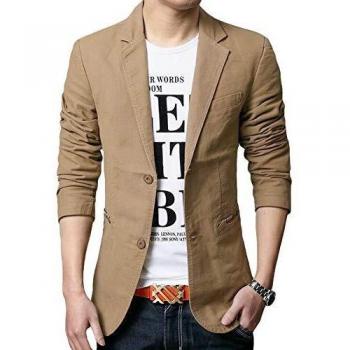 Allthemen Herren Blazer in Khaki – sportlicher Slim‑Fit, 3XL