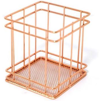 Bureau Chic : Panier Rangement Métallique Or Rose