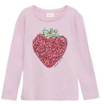 S.Oliver RED LABEL Regular Fit Langarmshirt mit Pailletten-Besatz in Lavendel – Größe 92 (Mädchen)