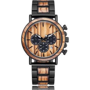 Multifunctional Quartz Wooden Chronograph Watch