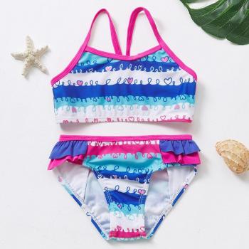 Maillot de Bain Rayé Bleu Cœur Enfant