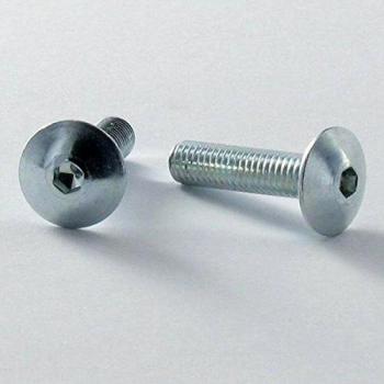 Poëlier Tête Ronde Large 6x16, Tréteau Hexagonale, Clef 4, Acier Zincé