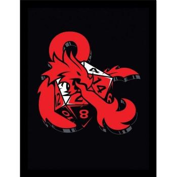 Affiche D&D Ampersand avec dé 40cm x noir/rouge