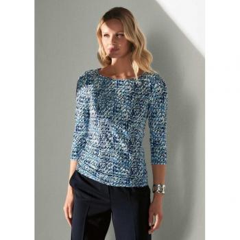 MADELEINE Print-Shirt in Blau mit U-Boot-Ausschnitt