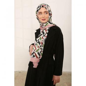 Sciarpa in tessuto morbido con motivo geometrico per donne 80x186 multicolore