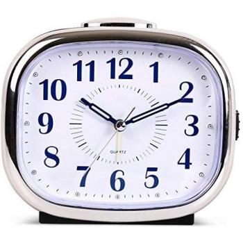 Rêve éveillé Chambre à coucher Sleepy Musique réveil, Simple personnalité Ovale Unique Chevet silencieux Nuit Réveil Minuterie (Color : White)