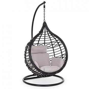 Bizzotto poltrona sospesa con cuscini torres nera 661737