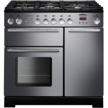 90cm Stainless Steel Dual Fuel Range Cooker with Infusion Technology by Rangemaster