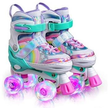 Sulifeel Rainbow Unicorn Kids Roller Skates with Illuminated Wheels