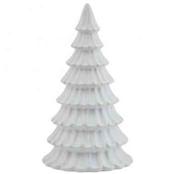 L14 x W14 x H25 cm White Ceramic Fir Tree