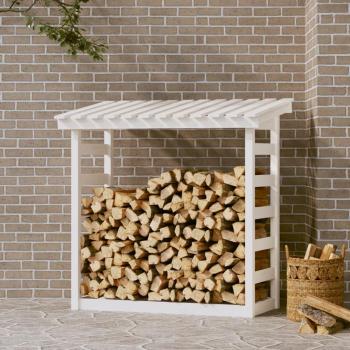 Porte-bûches blanc 108x64,5x110 cm en bois de pin
