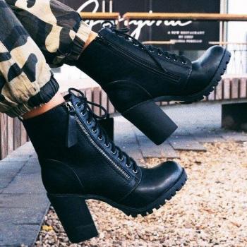 Square Heel Women's Lace-Up Boots