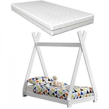 Kinderbett Onejda mit Kaltschaummatratze 70x140 cm Weiß Öko-Tex Standard 100