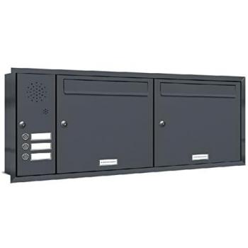 Unterputz‑Briefkastensystem 2‑fach – RAL 7016 Anthrazit, 3‑Klingeln & Sprechgitter