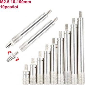Herramienta de Medición: 10 Piezas Varillas de Extensión para Sondas Dial, Acero de Alta Velocidad (HSS), Tamaño M2.5 x 10mm-100mm