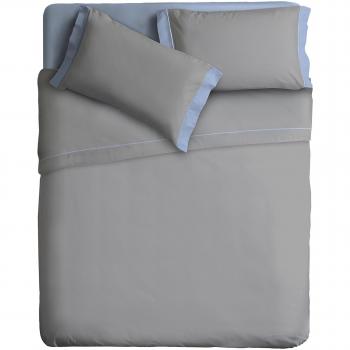 Completo Matrimoniale Ipersan Doppio Colore, 2 Piazze, Cotone, Grigio/Azzurro