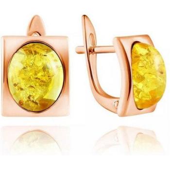 Damenohrringe 2‑teiliges Set aus vergoldetem 925 Silber – Rosa Gold & Bernstein