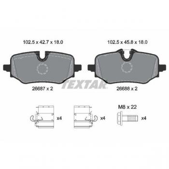 Bremsbelag-Komplettset TEXTAR 2668701 für BMW MINI