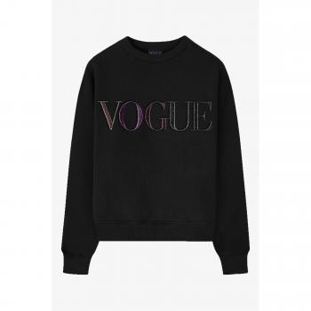 Felpa Black Vogue Winter Collection Logo Glitterato