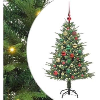 Sapin de Noël vert pré-éclairé avec ornements Vidaxl