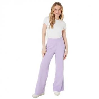 High Waisted Lilac Wide Leg Trousers with Pockets