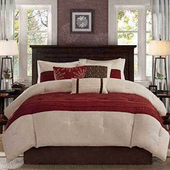 Madison Park Cozy Faux Suede Red Bedding Set