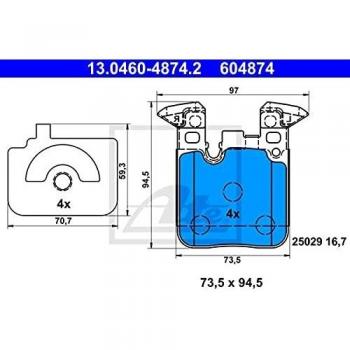 Jeu de plaquettes de frein ATE BMW 13.0460-4874.2