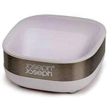 Jabonera Slim Blanca con Acero Inoxidable