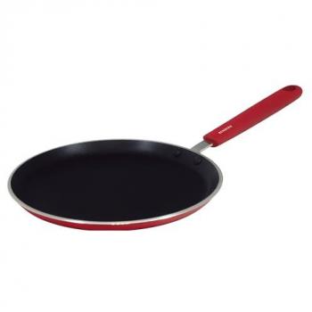 Poêle 24 cm, couleur rouge, antiadhésive, hauteur 1,8 cm, idéal pour crêpes et pancakes