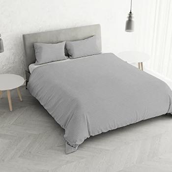 Copripiumino matrimoniale Satin Stripes 250x200 cm grigio