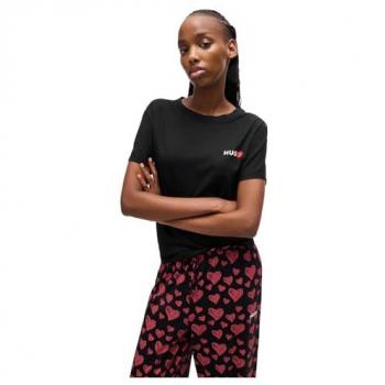T-Shirt Hugo Nikka Manica Corta Nera Bianca Rosso Fino M