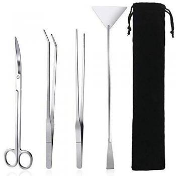 ACEONE Kit de Jardin Aquatique – Pinces, ciseaux et spatule pour aquarium inox