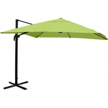 Parasol 3 m × 3 m – Vert – Structure en aluminium/acier, sans pieds
