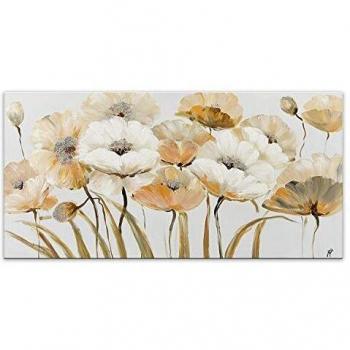 Fleurs Surréalistes Peint à la Main – Toile 60 cm, Cadre Entoilé
