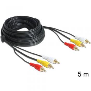Cable de vídeo compuesto 3xRCA 5m DeLOCK Negro