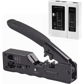 Crimpadora de Red CAT5 CAT6A CAT7 con Tester de Cables RJ45 RJ12 RJ11